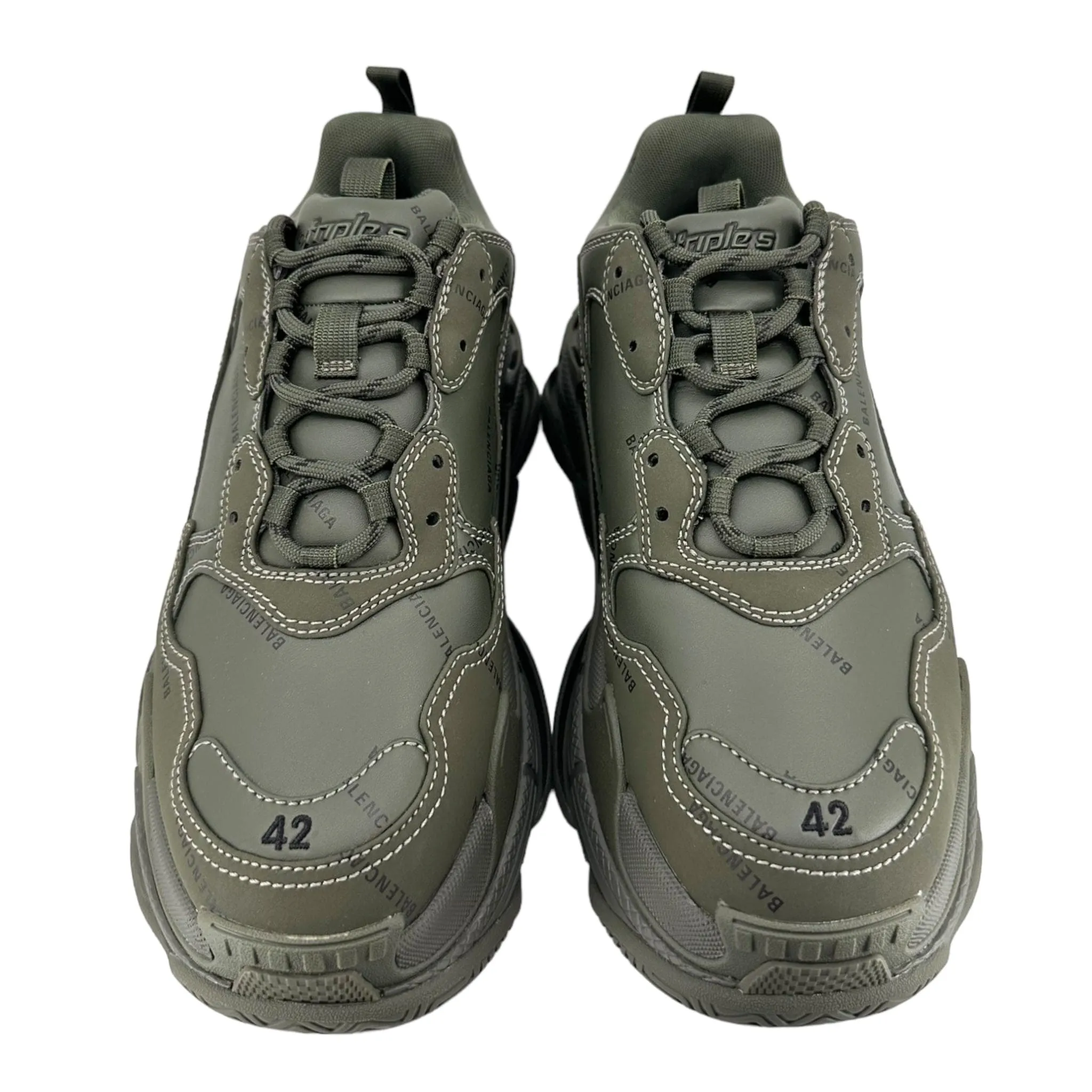 Balenciaga Triple S Sneaker All Vver Logo Olive Green