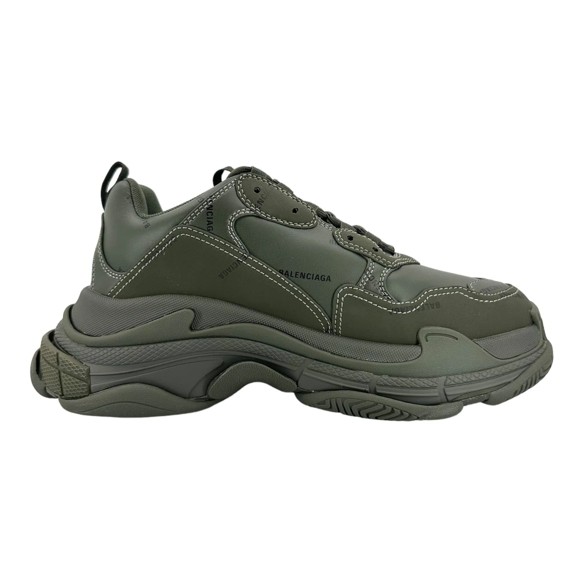 Balenciaga Triple S Sneaker All Vver Logo Olive Green