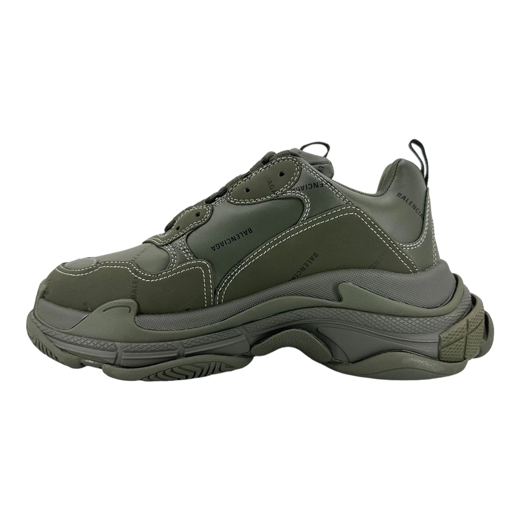 Balenciaga Triple S Sneaker All Vver Logo Olive Green