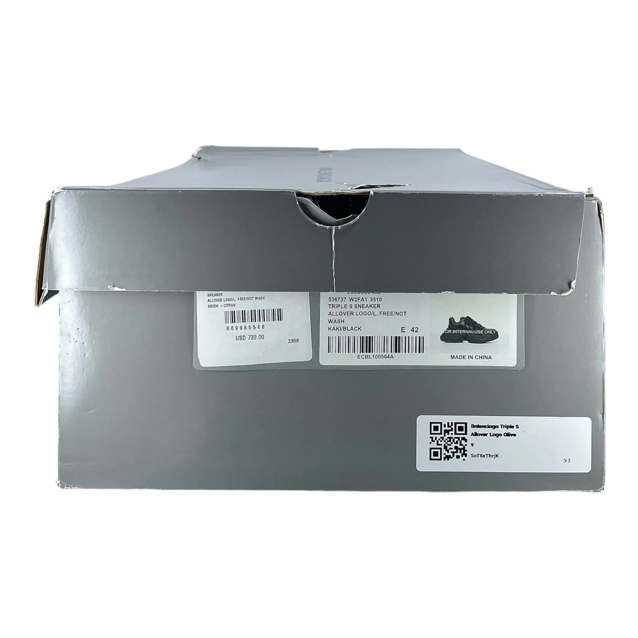 Balenciaga Triple S Sneaker All Vver Logo Olive Green