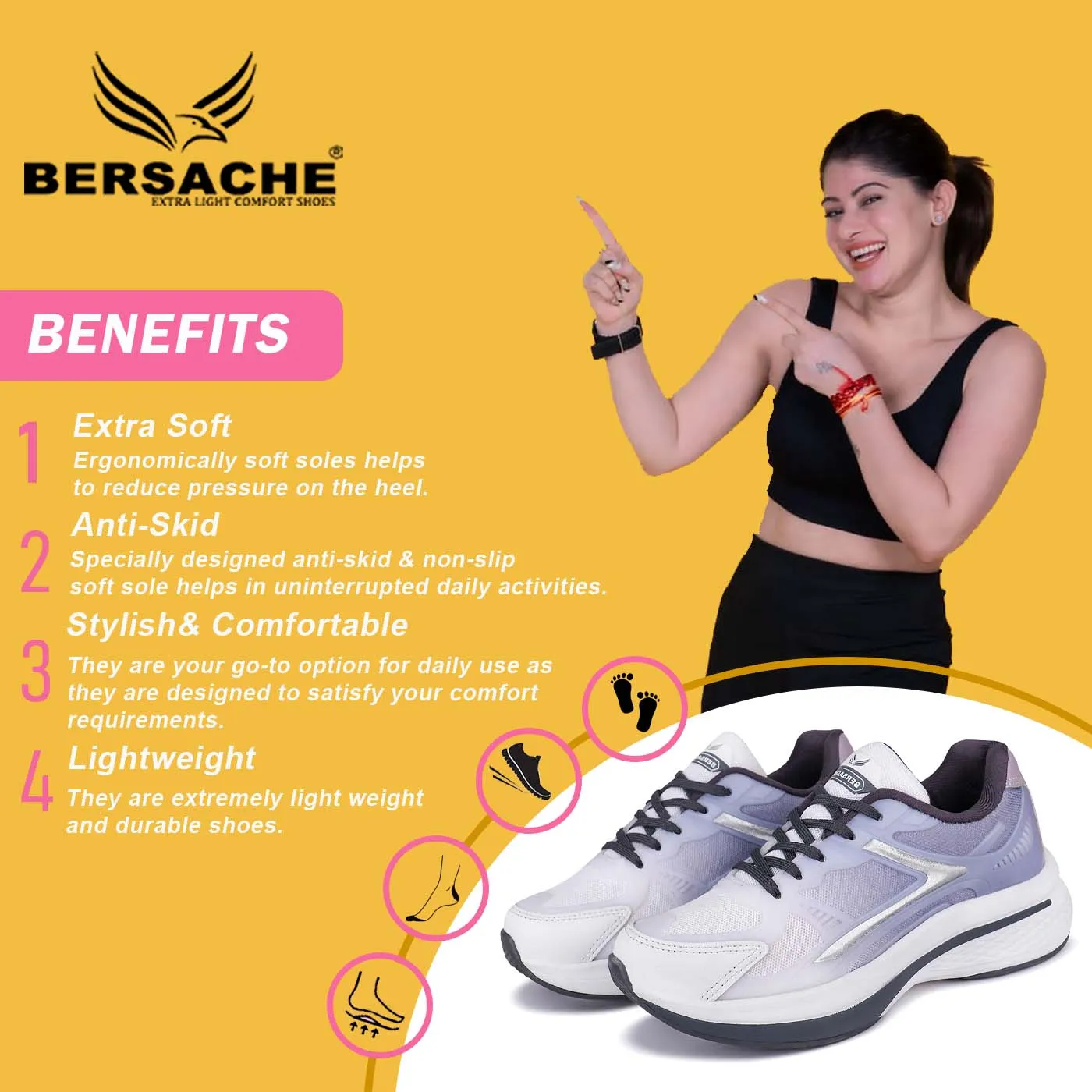 Bersache  Sneaker, Loafers ,Casual with Extra comfort Sneaker for Women (Blue-9116)