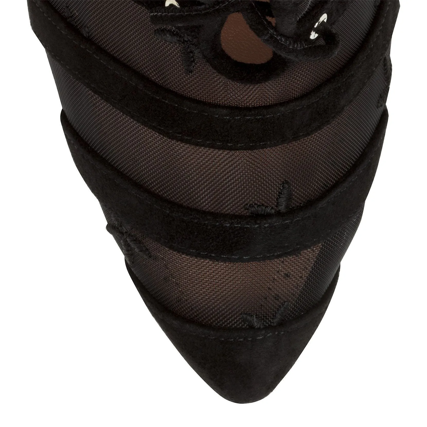 Black suede flower mesh ankle bboots