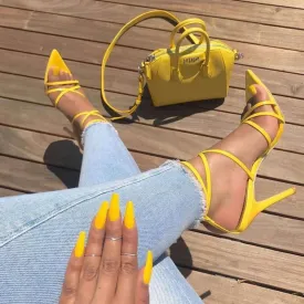 Cross strap stilettos