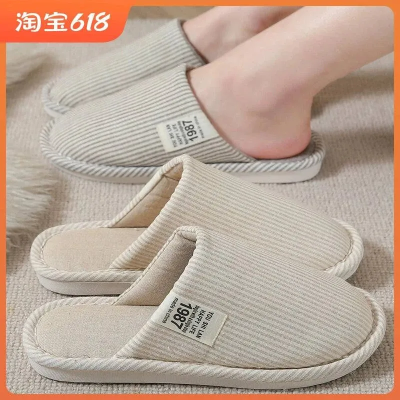 Japanese Cotton & Linen Indoor Slippers for All Seasons