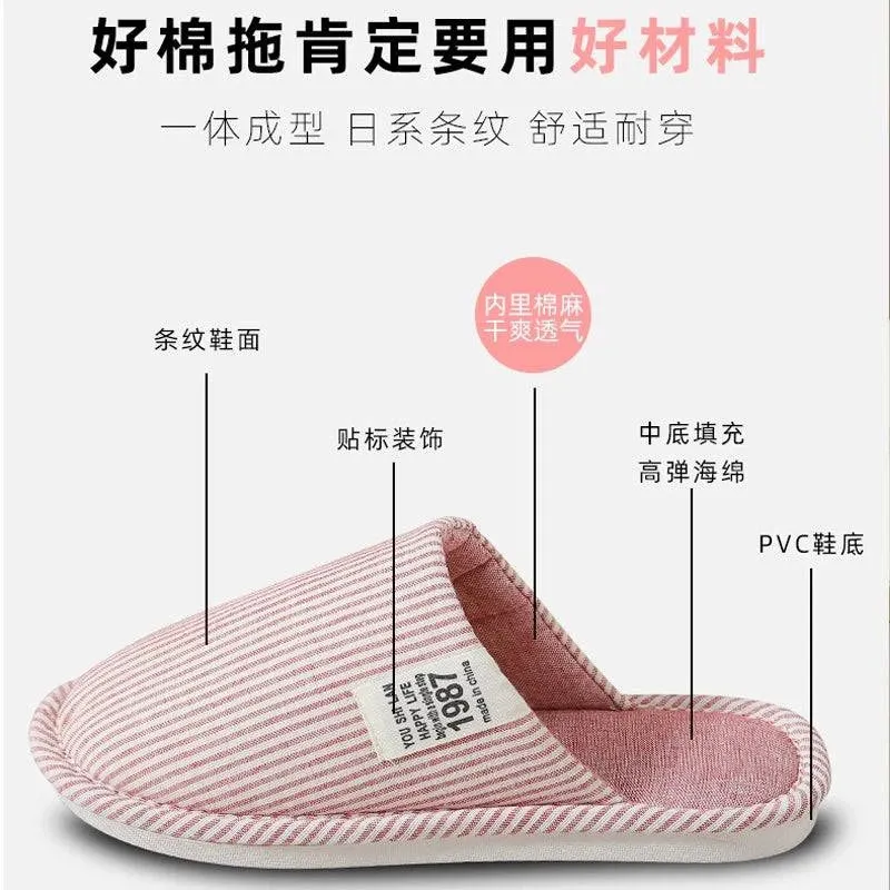 Japanese Cotton & Linen Indoor Slippers for All Seasons