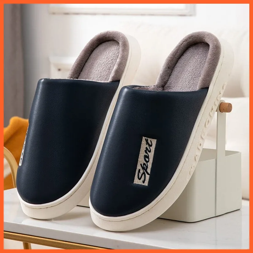 Men Autumn Winter Warm Big Size Waterproof Slippers | Bedroom Indoor Slides