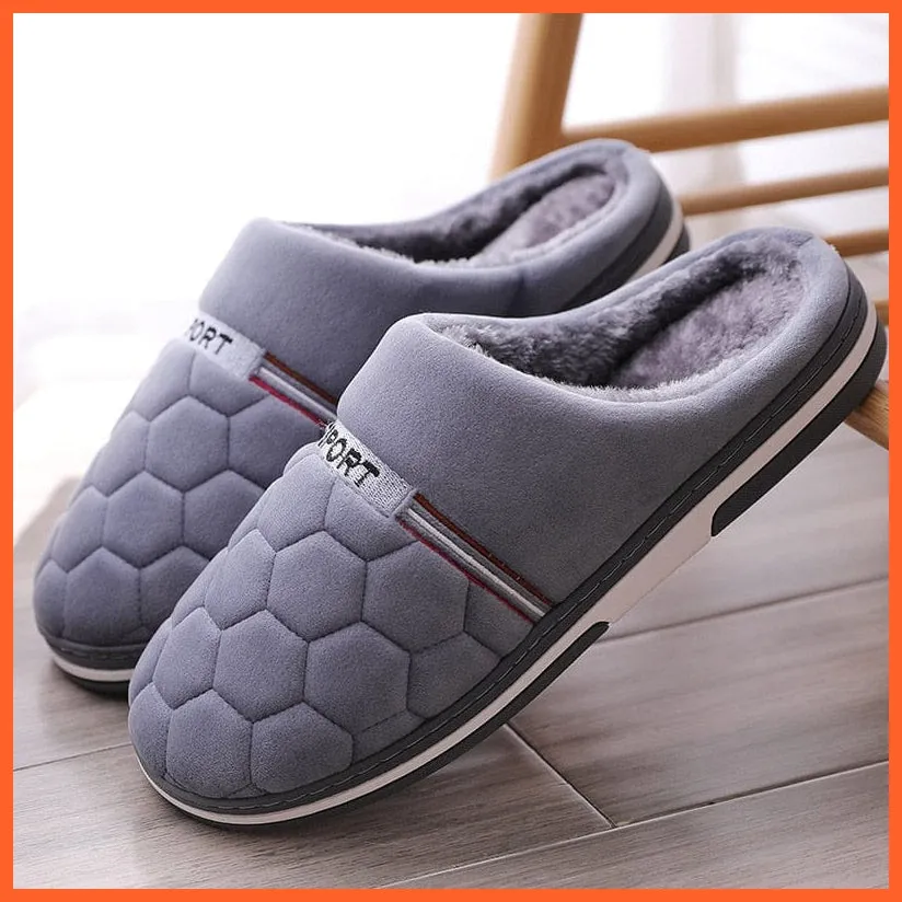 Men Autumn Winter Warm Big Size Waterproof Slippers | Bedroom Indoor Slides