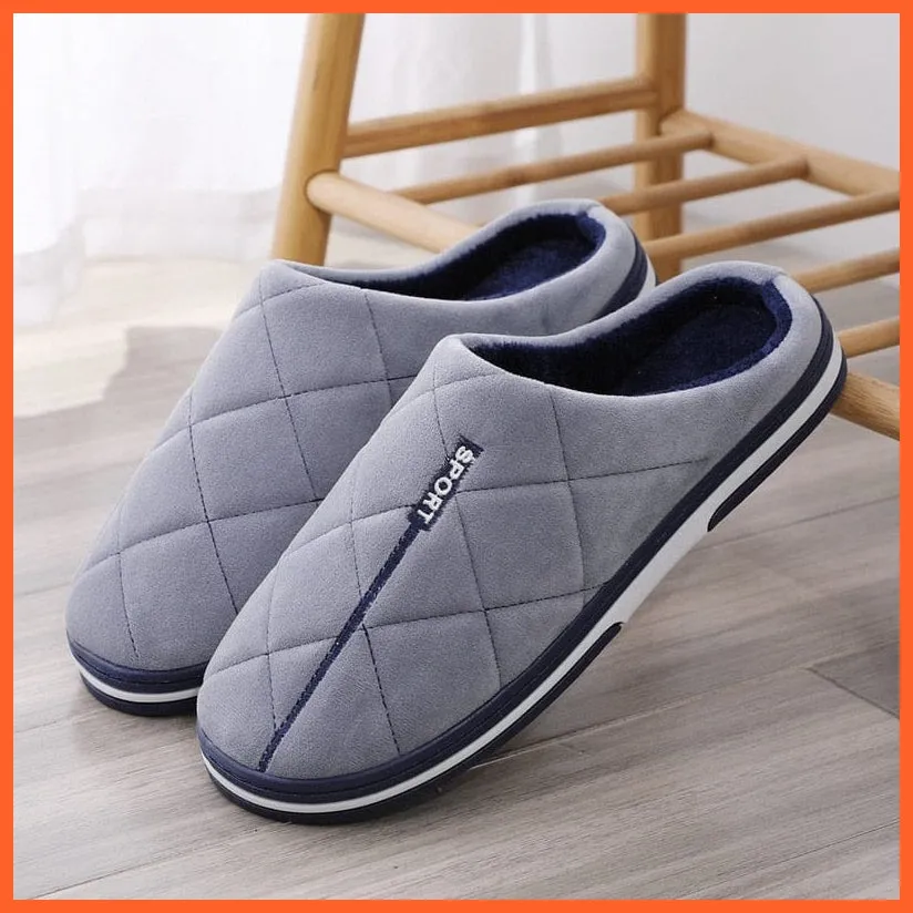 Men Autumn Winter Warm Big Size Waterproof Slippers | Bedroom Indoor Slides