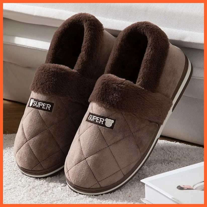 Men Autumn Winter Warm Big Size Waterproof Slippers | Bedroom Indoor Slides