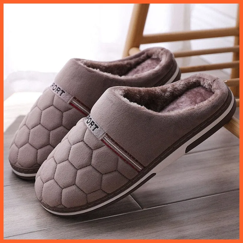 Men Autumn Winter Warm Big Size Waterproof Slippers | Bedroom Indoor Slides