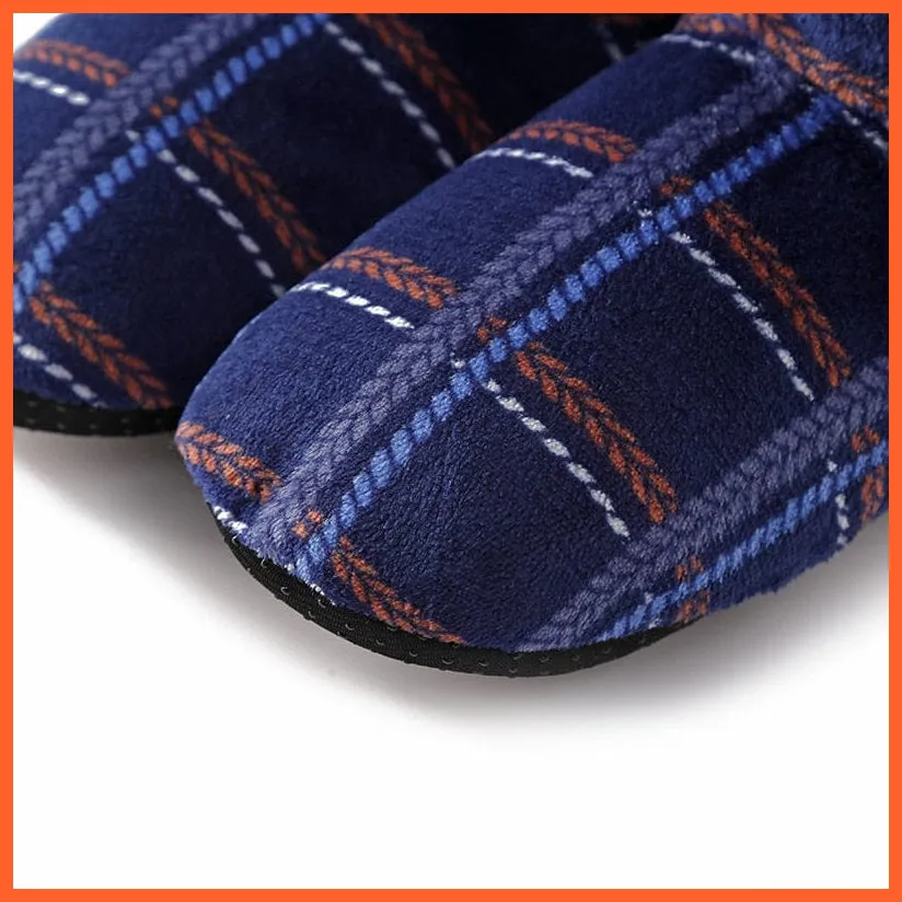 Men Women Winter Home Slippers | Indoor Plush Warm Cotton Stripes Flat Shoes