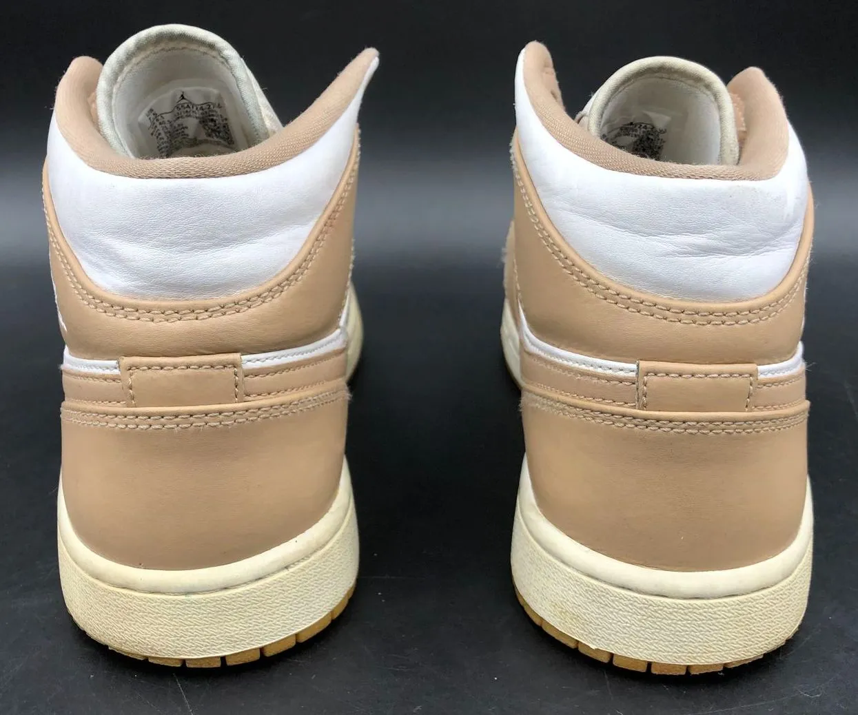 Nike Air Jordan 1 Mid Men's 'Tan Gum' & White Athletic Sneakers - Sz 7.5 ( COA)