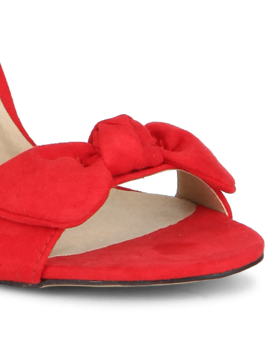 Red Bow Ankle Strap Stilettos