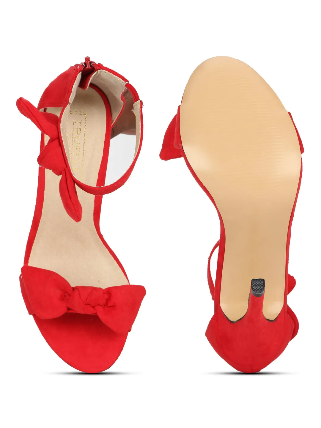 Red Bow Ankle Strap Stilettos