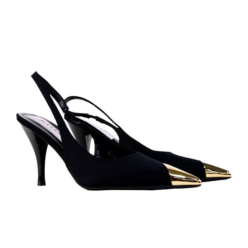 Stiletto abierto pta metal Negro