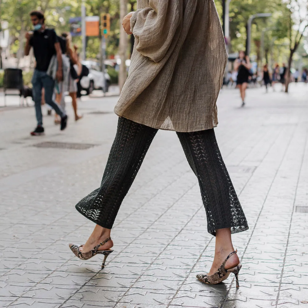 STILETTO PERLI EFECTO PITÓN ARENA TACÓN 8CM