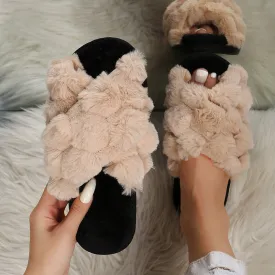 Wholesale Autumn and Winter Cross Woven Strap Open Toe Home Indoor Cotton Slippers