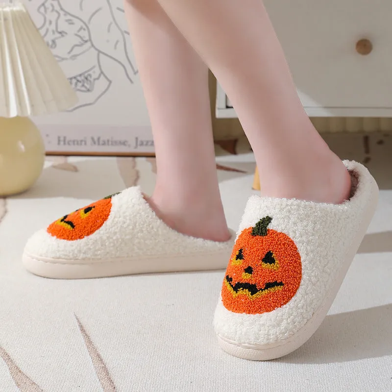Wholesale Halloween Pumpkin Cartoon Warm Couple Home Indoor Winter Cotton Slippers