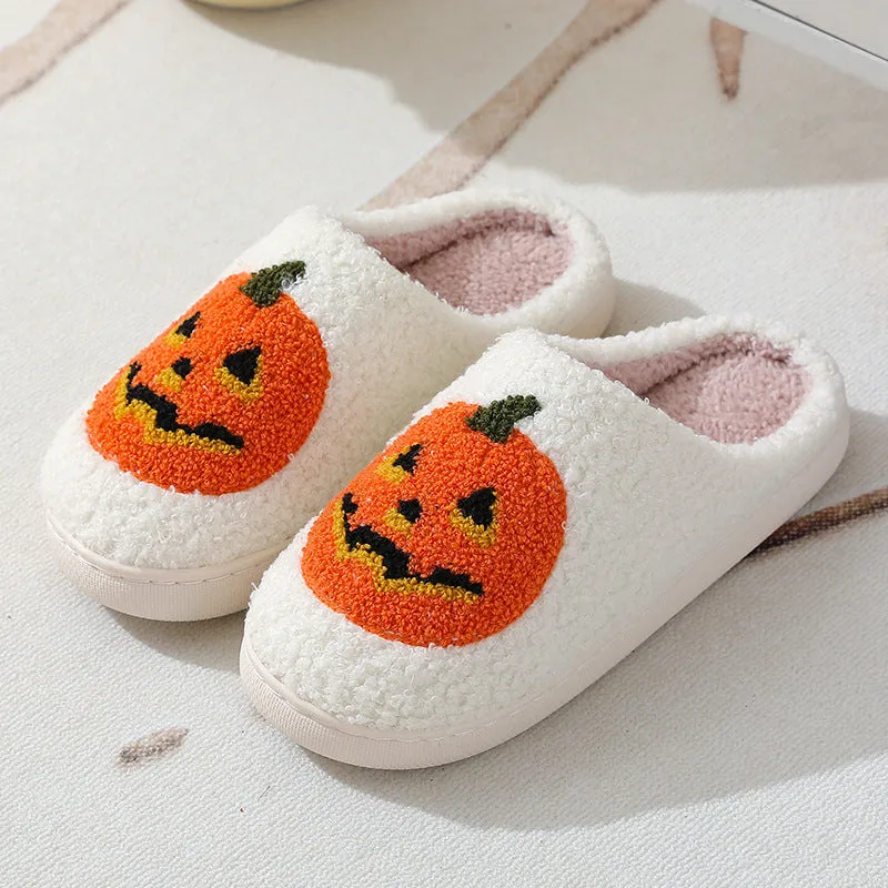 Wholesale Halloween Pumpkin Cartoon Warm Couple Home Indoor Winter Cotton Slippers