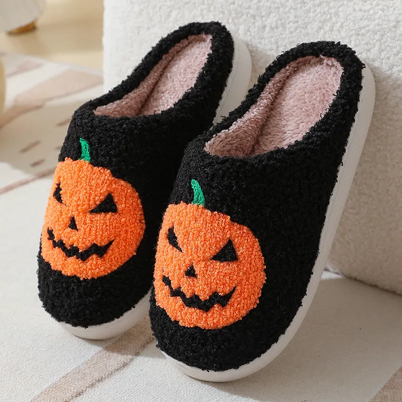 Wholesale Halloween Pumpkin Cartoon Warm Couple Home Indoor Winter Cotton Slippers