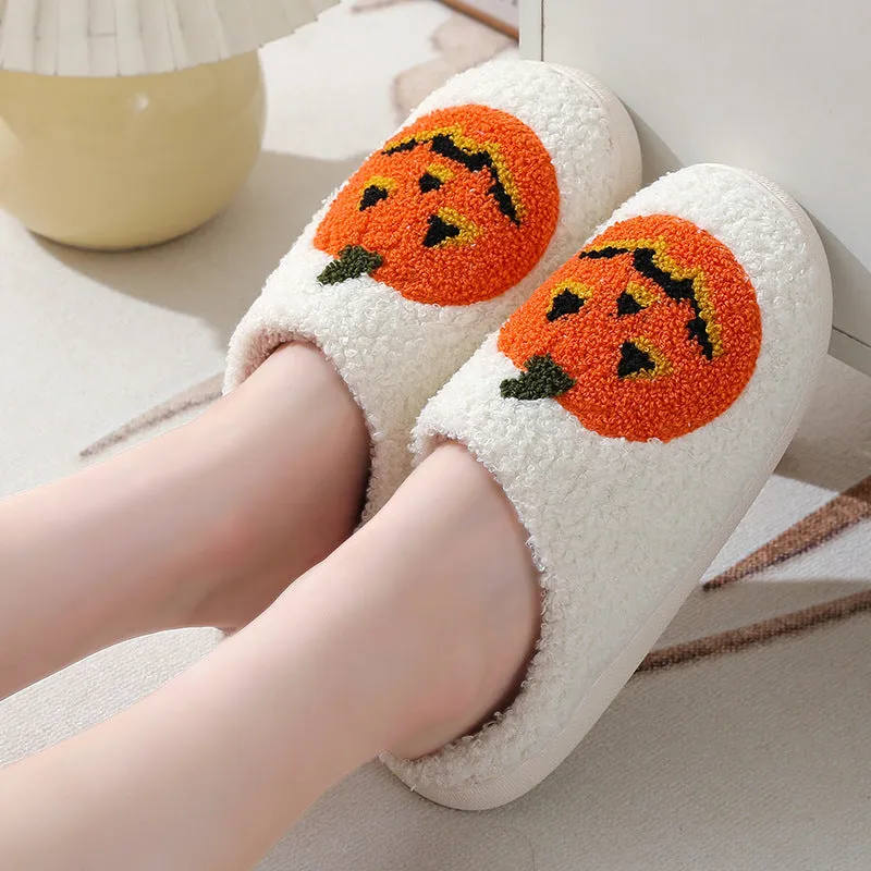 Wholesale Halloween Pumpkin Cartoon Warm Couple Home Indoor Winter Cotton Slippers