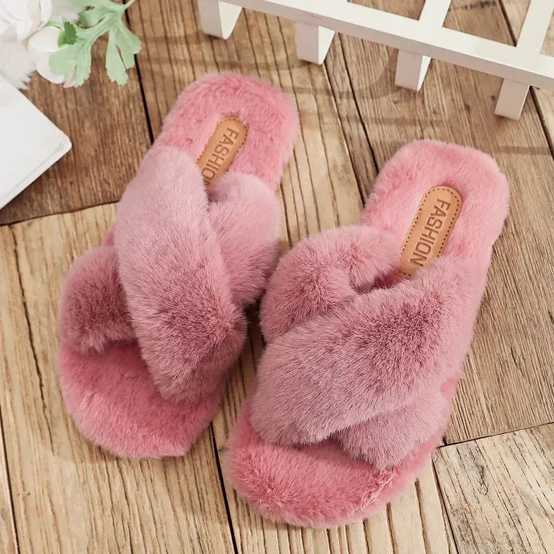Women Fashion Warm Fluffy Indoor Floor Slippers