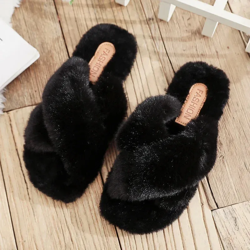Women Fashion Warm Fluffy Indoor Floor Slippers