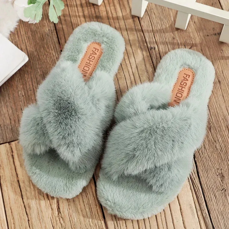 Women Fashion Warm Fluffy Indoor Floor Slippers