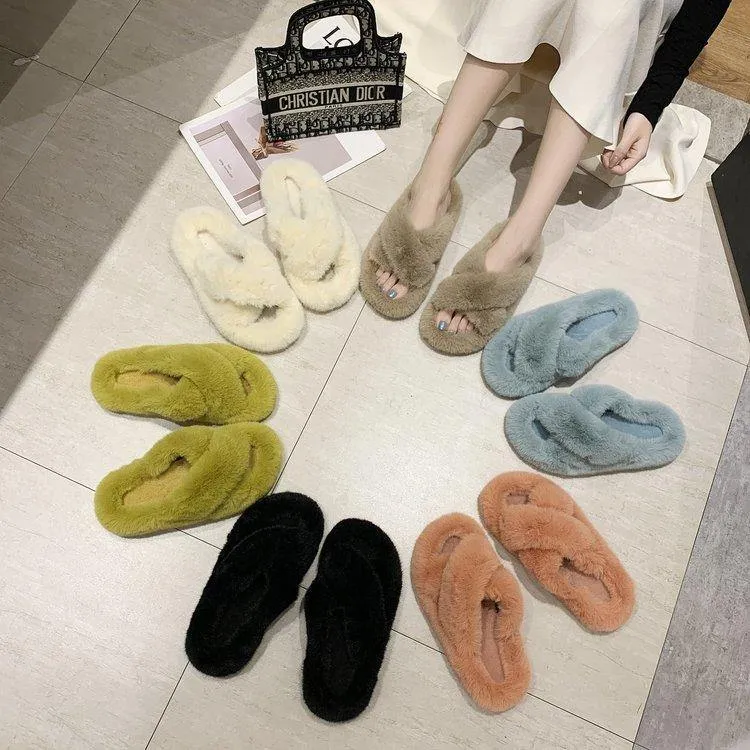 Women's Home Winter Furry Slippers